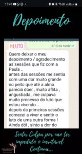 depoimentos de clientes da psicóloga Paula Oli Moreira que são prints de whatsapp