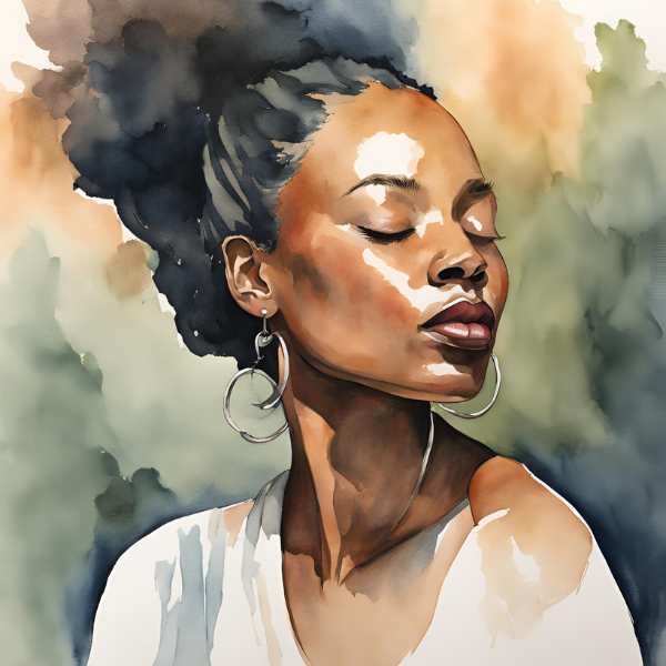 mulher respirando em aquarela delicada decorativo para site viva alem da ansiedade