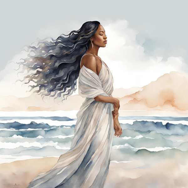 mulher linda preta em aquarela delicada decorativo para site viva alem da ansiedade